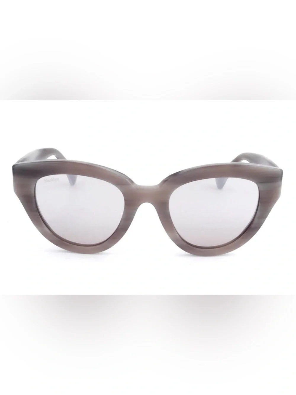 Max Mara Sunglasses Glimpse Cat Eye Taupe Beige Horn Frame Mirror Case New $260